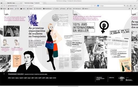 Pantallazo do microsite de Feminismo galego: cambios sociais e dereitos das mulleres (uqui)