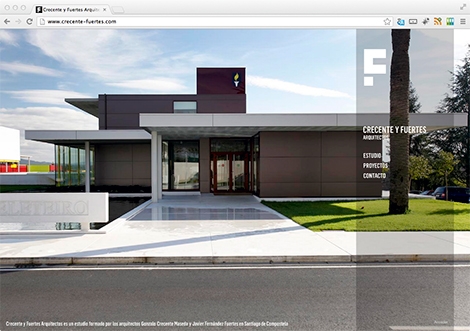 Páxina inicial do estudio de arquitectura Crecente y Fuertes, por Uqui.net
